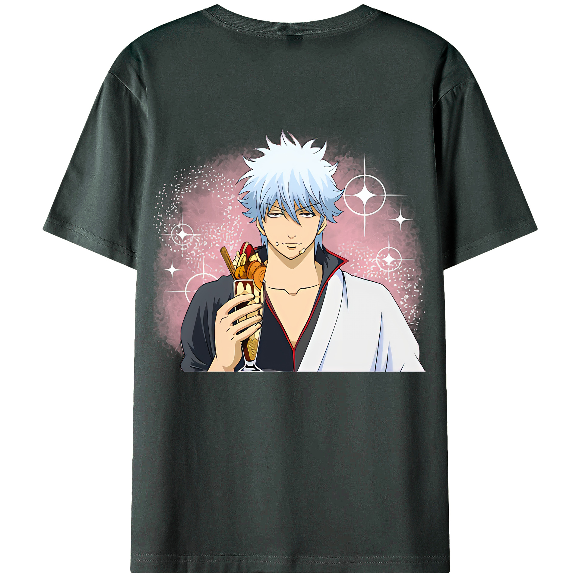 （画像用） ぎんたま 坂田銀時（さかたぎんとき） 神楽 志村新八（しむら しんぱち） GINTAMA Sakata Gintoki Kagura Shimura Shinpachi 綿100％ メンズ半袖Tシャツ（バックプリント） 通気性